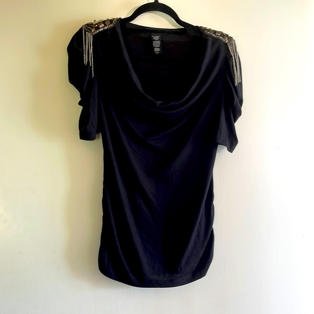 Apostrophe epaulettes epaulets black blouse small